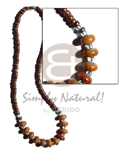 4-5mm coco Pokalet. nat. brown  bayong wood beads combination - Coco Necklace