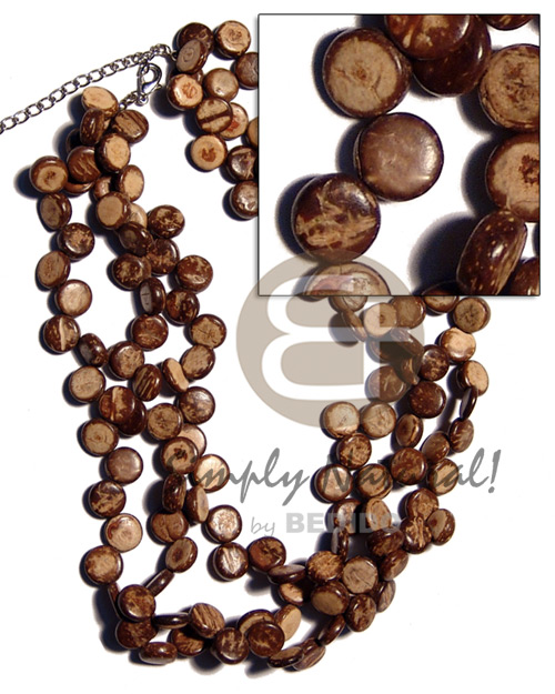 3 layers 10mm coco siderill  natural brown - Coco Necklace