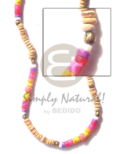 4-5mm tiger pukalet in heishe combination  stone wash beads - Coco Necklace