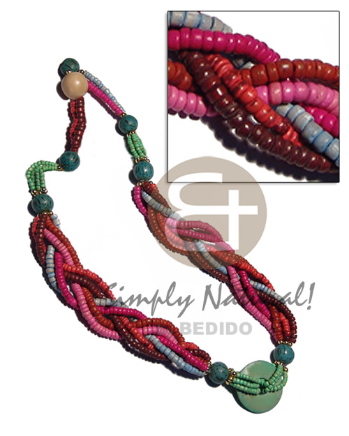 6 rows braided 4-5mm multicolored Coco Necklace
