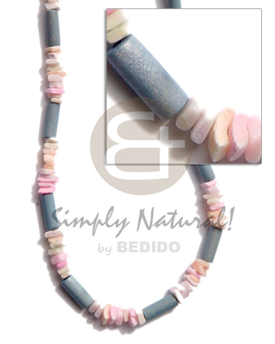 Pastel blue wood tube Coco Necklace