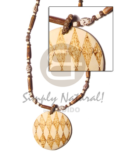 sig-ed/2-3 coco heishe bleach alt  50mm diamond checkered round burning coco pendant - Coco Necklace