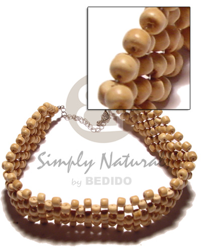 3 layer 4-5mm natural coco choker / 14 inches  extender chain - Coco Necklace