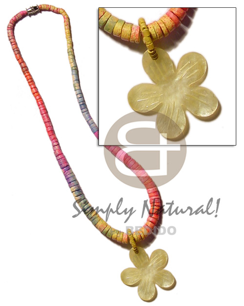 graduated multicolored coco heishe  35mm MOP flower pendant - Coco Necklace