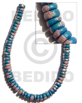 7-8mm coco Pokalet. blue  splashing - Coco Pokalet Beads