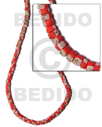4-5mm coco Pokalet. rich red  splashing - Coco Splashing Beads