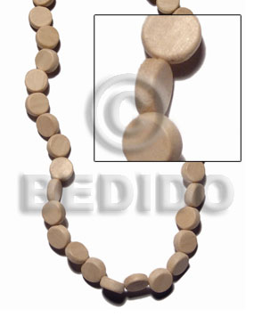"nat. white wood" sidedrill flat disc 5x10mm / 44 pcs. per 16 in. str. - Flat Round & Oval Wood Beads
