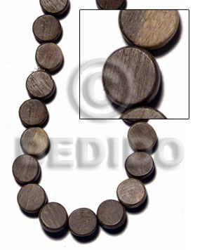 "greywood" sidedrill flat disc 5x10mm / 44 pcs. per 16 in. str. - Flat Round & Oval Wood Beads