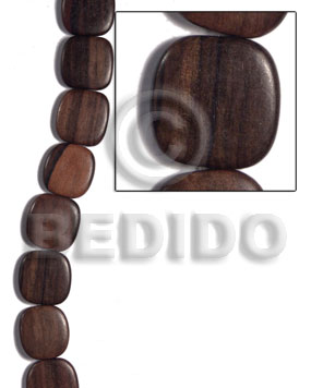 25mmx25mmx5mm square  round edges camagong tiger face to face / 16 pcs. - Flat Square Wood Beads