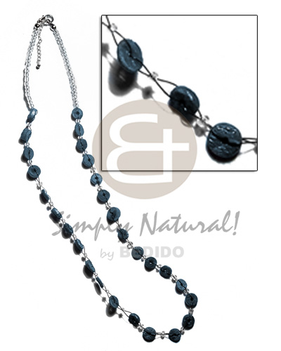 floating 4-5mm acid blue coco heishe   glass beads combination - Floating Necklace