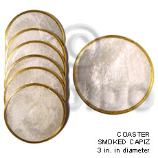 1 set ( 6 pcs) white capiz glass coaster 3 inches diameter - Gifts & Home Table Decor Set