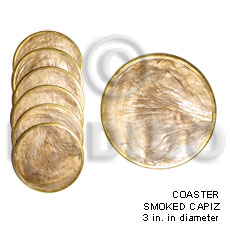 1 set ( 6 pieces) smoked capiz glass coaster 3 inches diameter - Gifts & Home Table Decor Set