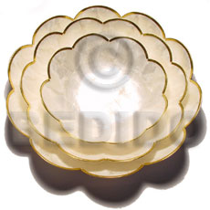 capiz round scallop bowl  brass / 3 pc set - Gifts & Home Table Decor Set