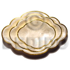 capiz oval scallop edge small  brass/ 3 pc set - Gifts & Home Table Decor Set
