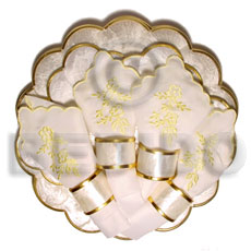 round scallop capiz set  of 4 placemat  table napkins s/4 10" - Gifts & Home Table Decor Set
