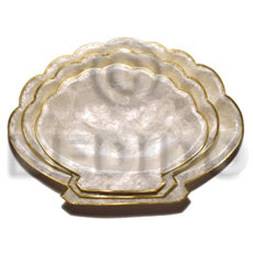 capiz clam plate/ gold trim ( set of 3 ) - Gifts & Home Table Decor Set