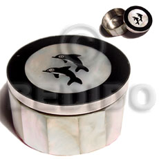 inlaid troca/black tab round pillbox - Gifts & Home Table Decor Set