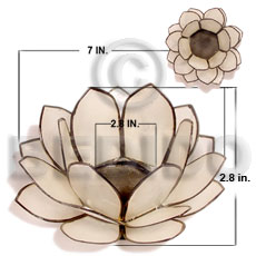 natural capiz nat. white lotus candle holder /w=7in base=2.8 in h= 2.8 in / big - Gifts & Home Table Decor Set