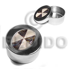 stainless metal round casing   inlaid troca & paua abalone - Gifts & Home Table Decor Set