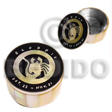 stainless metal round  casing in inlaid MOP/zodiac sign / scorpio /  12 zodiac signs is available - Gifts & Home Table Decor Set