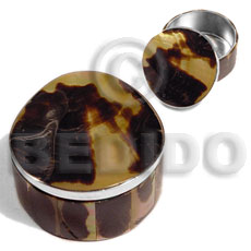 stainless metal round  casing   inlaid brownlip tiger shell - Gifts & Home Table Decor Set
