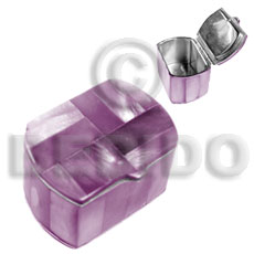 stainless metal casing  inlaid violet hammershell / w=3cm l= 4.3cm h= 2.8cm - Gifts & Home Table Decor Set