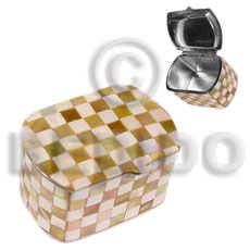 stainless metal casing  inlaid blocking troca shell & brownlip / w=3.1cm  l=4.4cm h= 2.6cm - Gifts & Home Table Decor Set