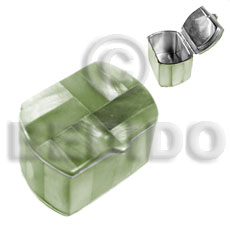 stainless metal casing  inlaid subdued green hammershellw=3cm l= 4.3cm h= 2.8cm - Gifts & Home Table Decor Set