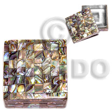 stainless square metal casing  inlaid blocking paua abalone shell - Gifts & Home Table Decor Set