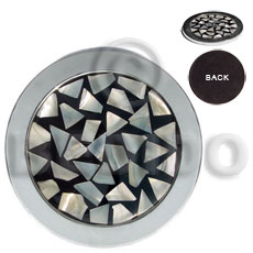 stainless metal coaster  inlaid crazy cut troca shell - Gifts & Home Table Decor Set