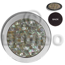 stainless metal coaster  inlaid blocking paua - Gifts & Home Table Decor Set