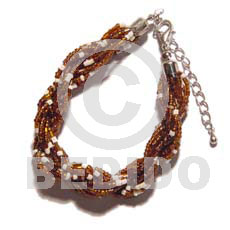 12 rows brown/white twisted glass beads - Glass Beads Bracelets