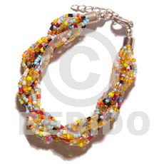 12 rows multicolored twisted glass beads - Glass Beads Bracelets