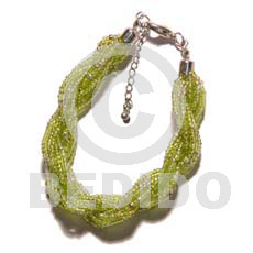 12 rows lime green twisted glass beads - Glass Beads Bracelets
