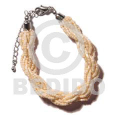 12 rows creme twisted glass beads - Glass Beads Bracelets