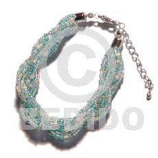 12 rows aqua blue twisted Glass Beads Bracelets