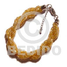 12 rows yellow gold twisted glass beads - Glass Beads Bracelets