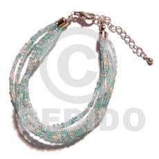 6 rows aqua blue clear multi Glass Beads Bracelets