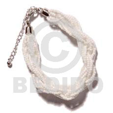 12 rows white twisted glass Glass Beads Bracelets