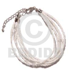 6 rows white clear multi layered Glass Beads Bracelets