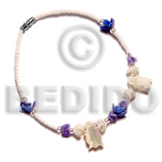 fetish luhuanus turtle  shells & white glass beads combination - Glass Beads Bracelets