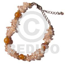 Clear stone crystals in brown Glass Beads Bracelets