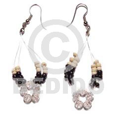 Floating 2-3mm black coco pokalet Glass Beads Earrings