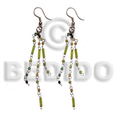 dangling looped cut beads - Glass Beads Earrings