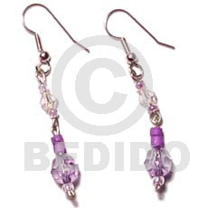 dangling lavender 4-5 coco pokalet  acrylic crystals - Glass Beads Earrings