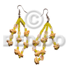 dangling white rose  multicolored sequins / orange - Glass Beads Earrings