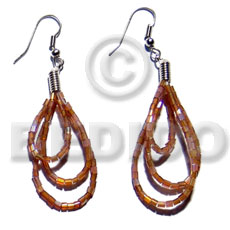 Dangling looped brown cut beads Glass Beads Earrings
