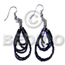 dangling looped black cut beads - Glass Beads Earrings