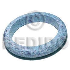 h=15mm thickness=10mm inner diameter-65mm nat. wood bangle in marbled texture brush paint pastel blue  silver and dark blue splashing - Hand Painted Bangles