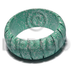 h=35mm thickness=10mm inner diameter=65mm nat. wood bangle  groove in marbled green texture brush paint  silver splashing - Hand Painted Bangles